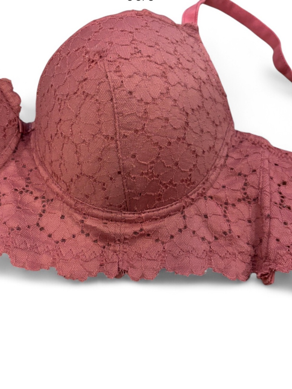 Laura Ashley Dusty Rose Lace Bralette Longline Bra Size 36C Feminine Intimates - Picture 6 of 6